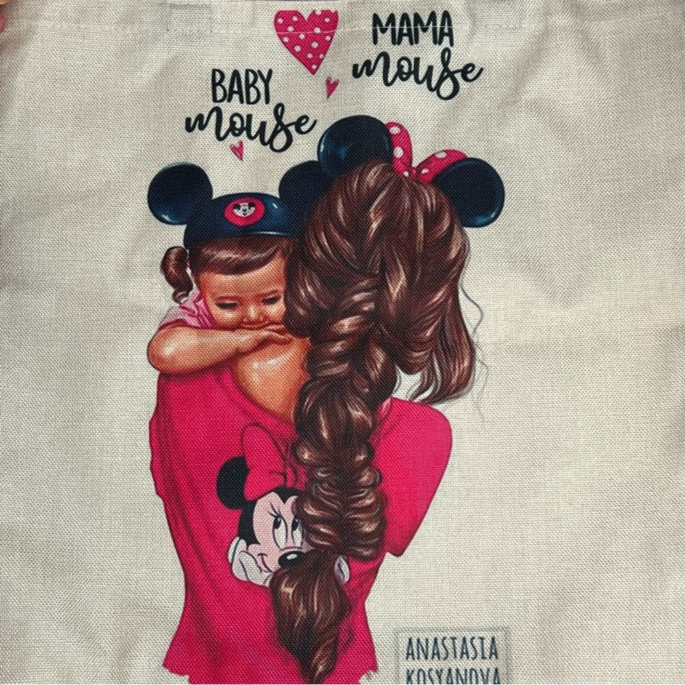 Eco-Friendly Mama Minnie Mouse with Little Baby Mouse Folding Tote Bag - Picture 6 of 15